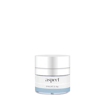aspect skincare eyelift 3 in light grey container with white lid in front of a white background