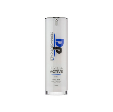 DP Dermeceuticals Hyla Active in white container in front of white background