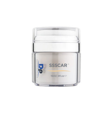 DP Dermaceuticals SSSCAR in transparent container with transparent lid in front of white background